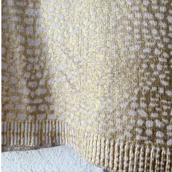Vero Moda Gold Metallic - Animal Print 3/4 Sleeve Fine Knit Sweater S - Picture 6 of 9